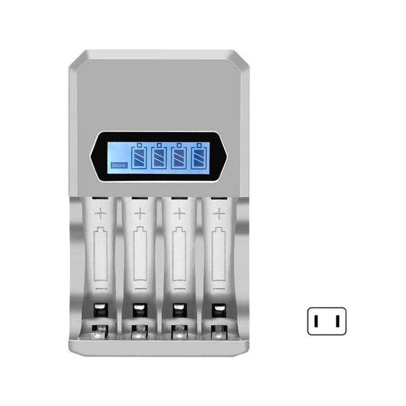 USB Powered 4 Slot AA 3A Battery Charger Fast Charging Slots with LCD Display for 1.2V NiMH NiCD AA 3A Batteries