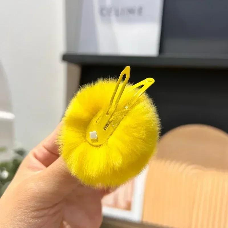 Colorful Ball Plush Star BB Hair Clips for Girls Hair Pins Cute Fluffy Side Bangs Clips Korean Fashion Headdress Children Kids