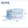 ideamall Pencil Case for Elementary School Students, Cute Pastel Design, Stationery Storage Pouch, Pencil Case, Transparent, Blue