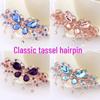 Korean Style Rhinestone Bow Tassel Hairpin for Women