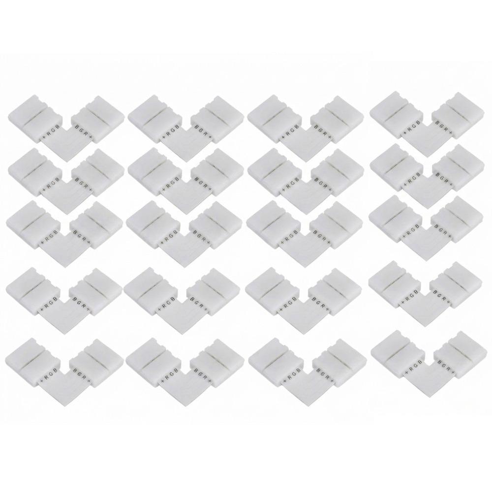 20PCS 4 Pin LED Strip Connector 10mm LED Strip Adapter Light Strip Adapter Corner Connection