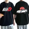 Anime Drifting AE86 Initial Double Sided T-shirt Round Neck Short Sleeve Summer Casual Unisex Skyline Manga T-shirt