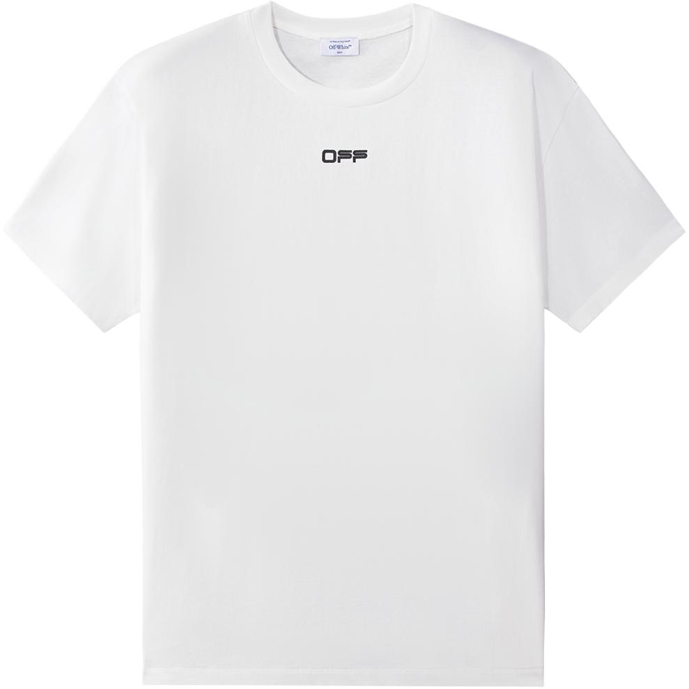 Off-White Футболка Oversized Fit Airport Tape, белая мужская уличная одежда OMAA038S201850030188