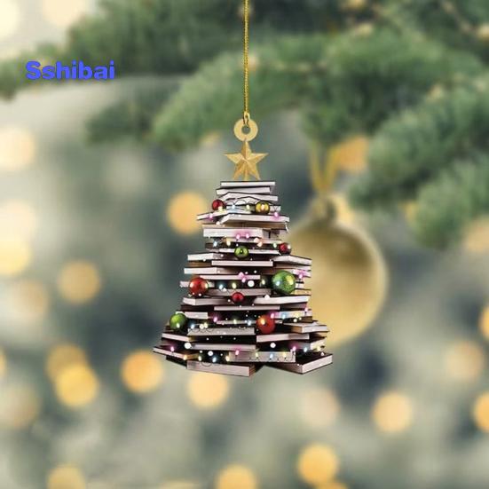 Чтение старинной книги Рождественский орнамент Акриловое ремесло Красочная сложенная книга Подвесной орнамент