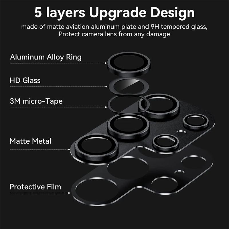 Luxury Metal Camera Lens Protector Glass For Samsung Galaxy S25 S24 S23 Ultra Plus S22 HD Back Lens Protective Film For Samsung S23 Ultra