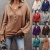 Women  Winter Casual Solid Button Drawstring Hoodie Pullover Tops