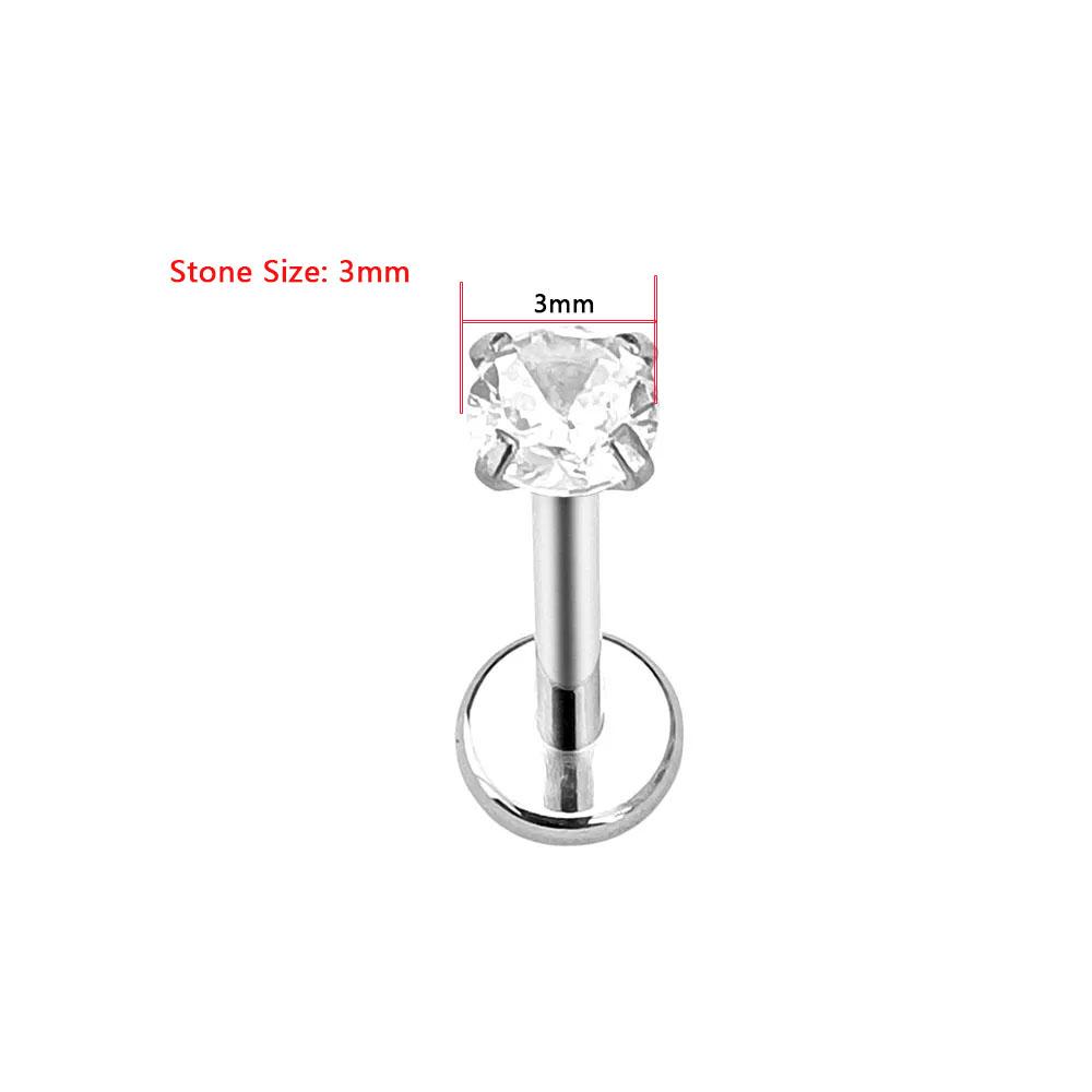 ASTM F136 G23 Титановый Сердце Луна Звезда Когти Лепестки Капля Безрезьбовой Пирсинг Крест Молния Цирконий Плоская Задняя Сторона Штифт Вставляется Ушной Пирсинг