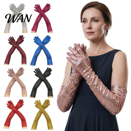 Theatrical Role Play Accessories 1 Pair Sequin Reflective Gloves for Women, Stretchy Long Shiny Stage Costume Opera Party Performance Prom Bar Elastic