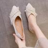 Fairy Shoes Gentle Flat Bottom with Skirt Single Shoes Women's Summer Pointed Tip Ladyshoes Four Seasons Large Size Women's Shoes 41-43 Boat Shoes