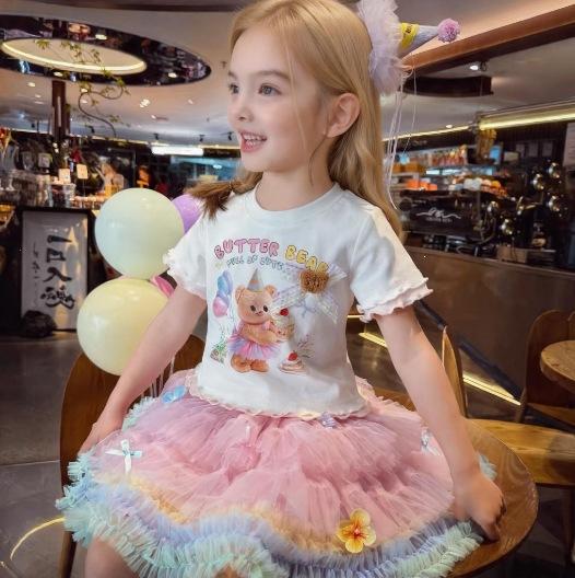 Girls Summer Lightweight Cartoon Short Sleeve T Shirt Cute Princess Top