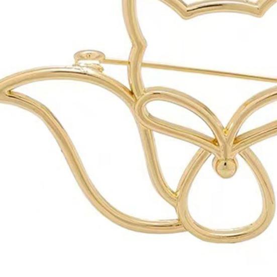 Women Brooch Hollow Fox Decor Stainless Exquisite Anti-slip Wear-resistant Coat Collar Hat Scarf Decoration Clothes Pin Garment Jewelry