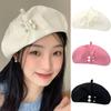 Pearl Berets for Women Girls Thin Cotton Solid Color Octagonal Hat Korean Fashion Versatile Painter Cap Ladies Grace Newsboy Cap