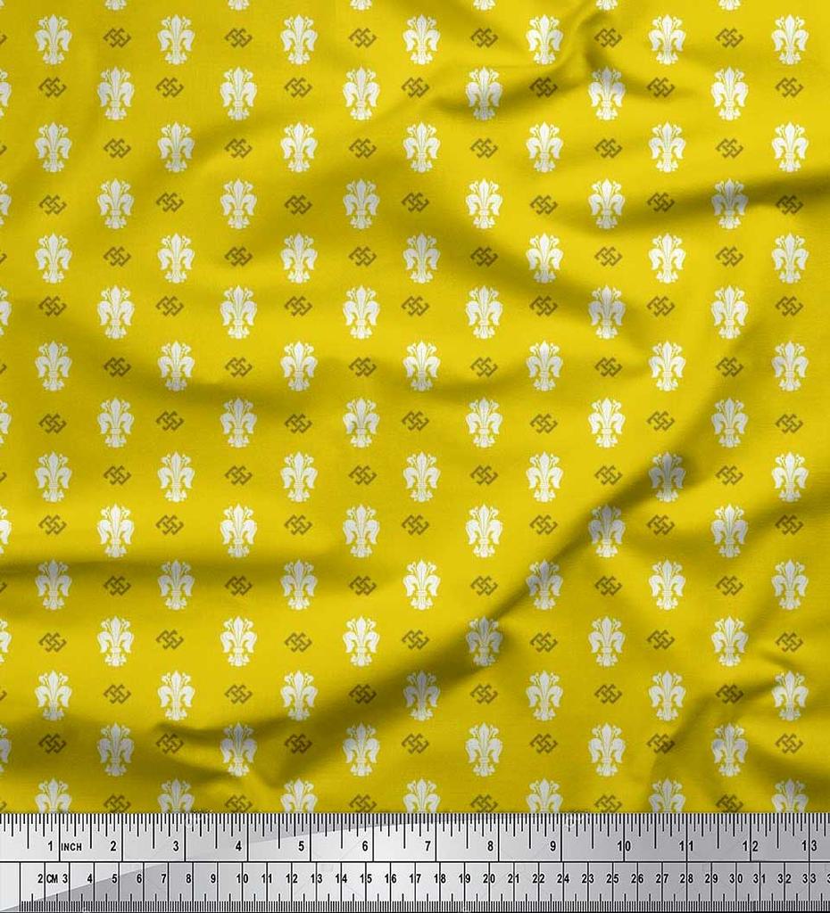 Soimoi Японская креп-сатиновая ткань Fleur de lis Дамасская ткань с принтом по метрам 42 дюйма