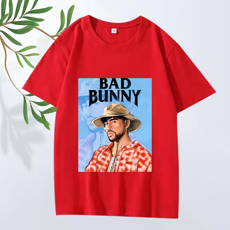 Модная Классическая Графическая Футболка Bad Bunny Мужская Женская Оверсайз 100% Хлопок Уличная Стильная Короткий Рукав Летний Принт Унисекс Топы
