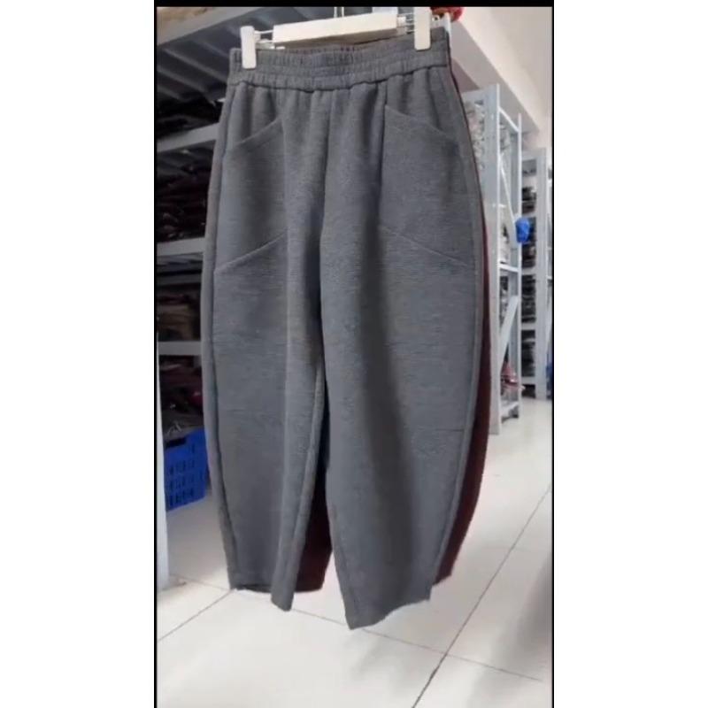 Winter Fashion Women's Loose Casual Harem Pants Elastic Waist Simple Daily Sweatpants Thicken Fleece Warm Patchwork Trouser
