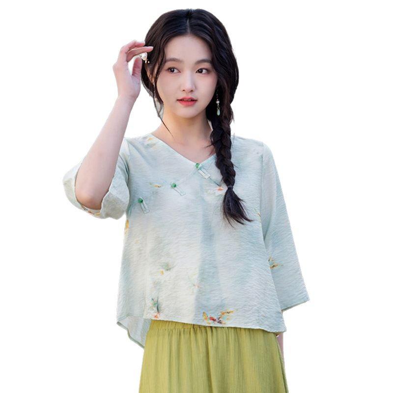 Современный китайский дзен Свободный женский ханьфу большого размера Юбка и топ