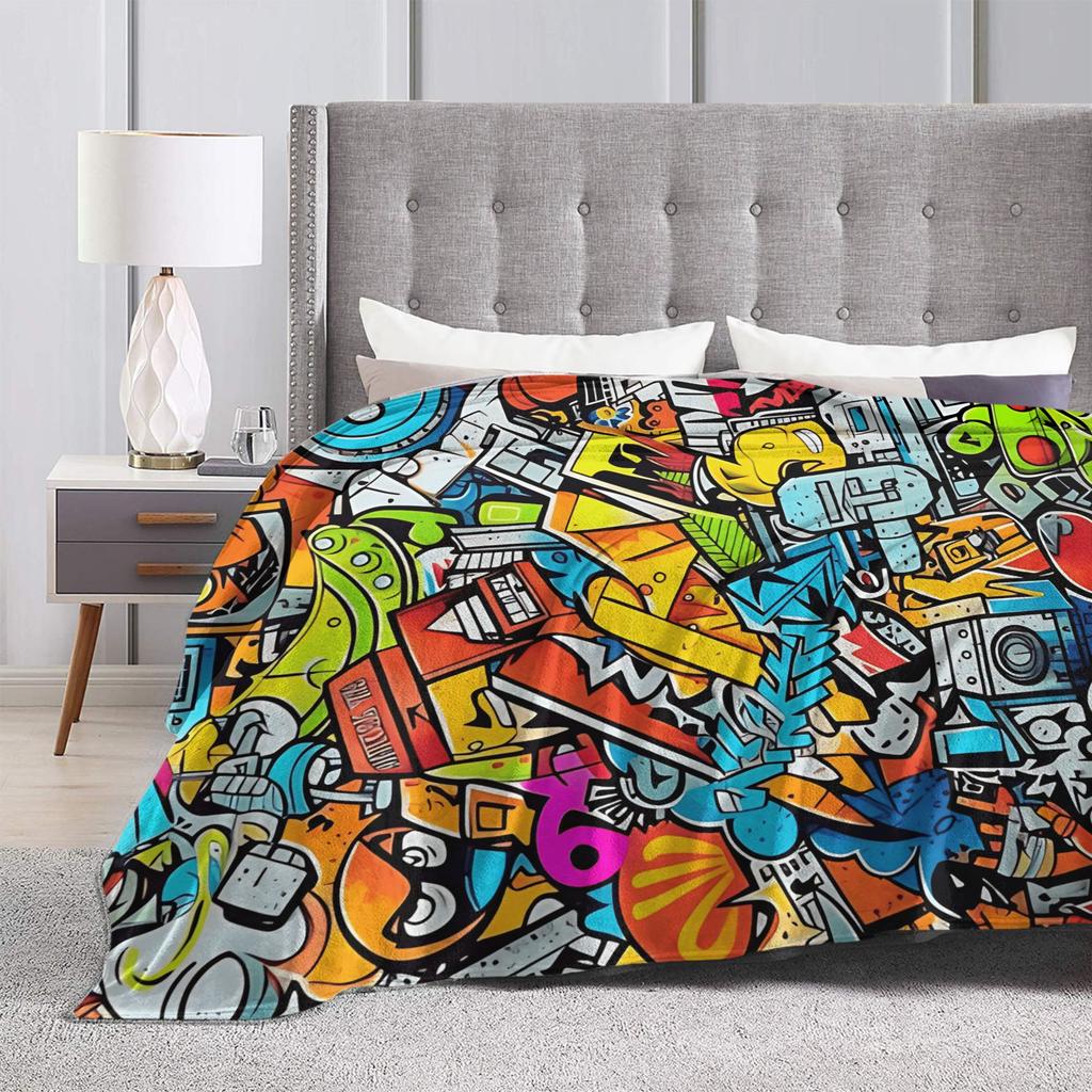 Cartoon Cute Doodle Blanket Quality Soft Throw Blanket Winter Boy Girl Bedroom Funny Bedspread