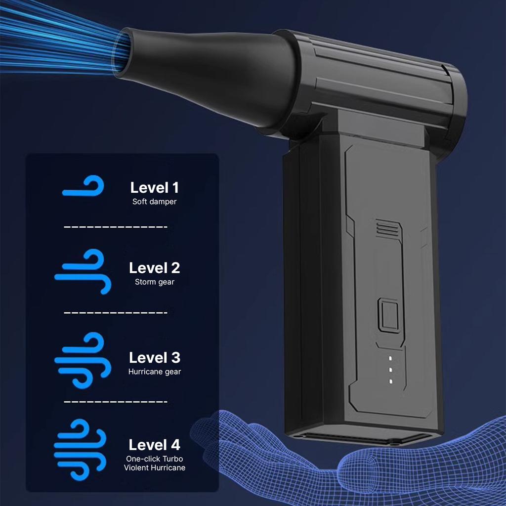 Электрический пылесос 130000 об/с Бесщеточный двигатель 4 скорости ветра Регулируемый турбовентилятор Встроенный 2x2000 мАч