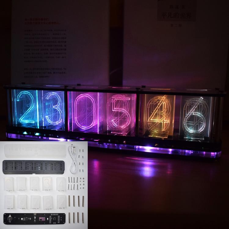 Светодиодные часы с имитацией псевдосветящейся трубки, RGB-цифровые часы для отображения времени и музыки.
