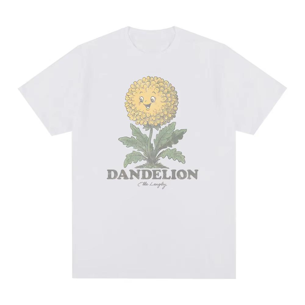 Groovy Dandelion TEE 2026 New Ella Langley Vintage Casual pure Cotton Teeshirt Unisex Round Neck High Quality Comfortable Tops