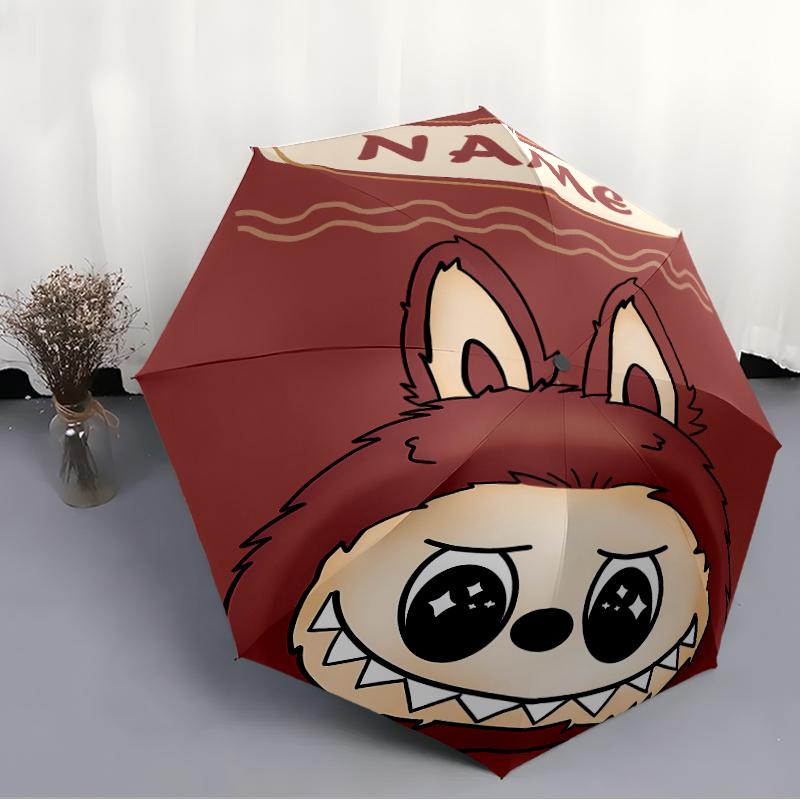 Personalized Name L-Labubu Print Umbrella - Automatic Open/Close, Eight-Rib Durable Frame, Automatic Folding Umbrella