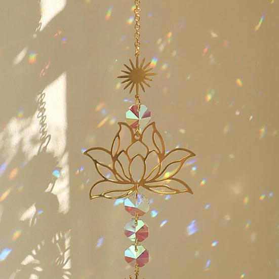 Ловец солнца в форме лотоса, подвесное украшение в виде призмы, создатель радуги, оконный ловец солнца с подвеской в виде капли воды для спальни на балконе
