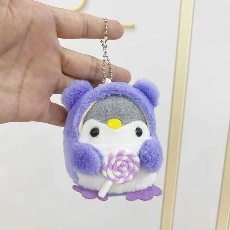 Adorable Penguin Plush Keychain Ice Cream Lollipop Style Bag Charm Stuffed Toy