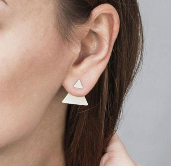 Геометрические двухслойные серьги с бриллиантами в форме треугольника для женщин