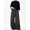 Madwitch Retro Old Money Style Drape Casual Suit Pants Men and Women Loose Flower Gray Texture Fancy Straight-leg Pants