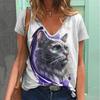 Summer Women's Cute Pet Series V-neck 3D Printed Daily Short Sleeved T-shirt for Women Shirt