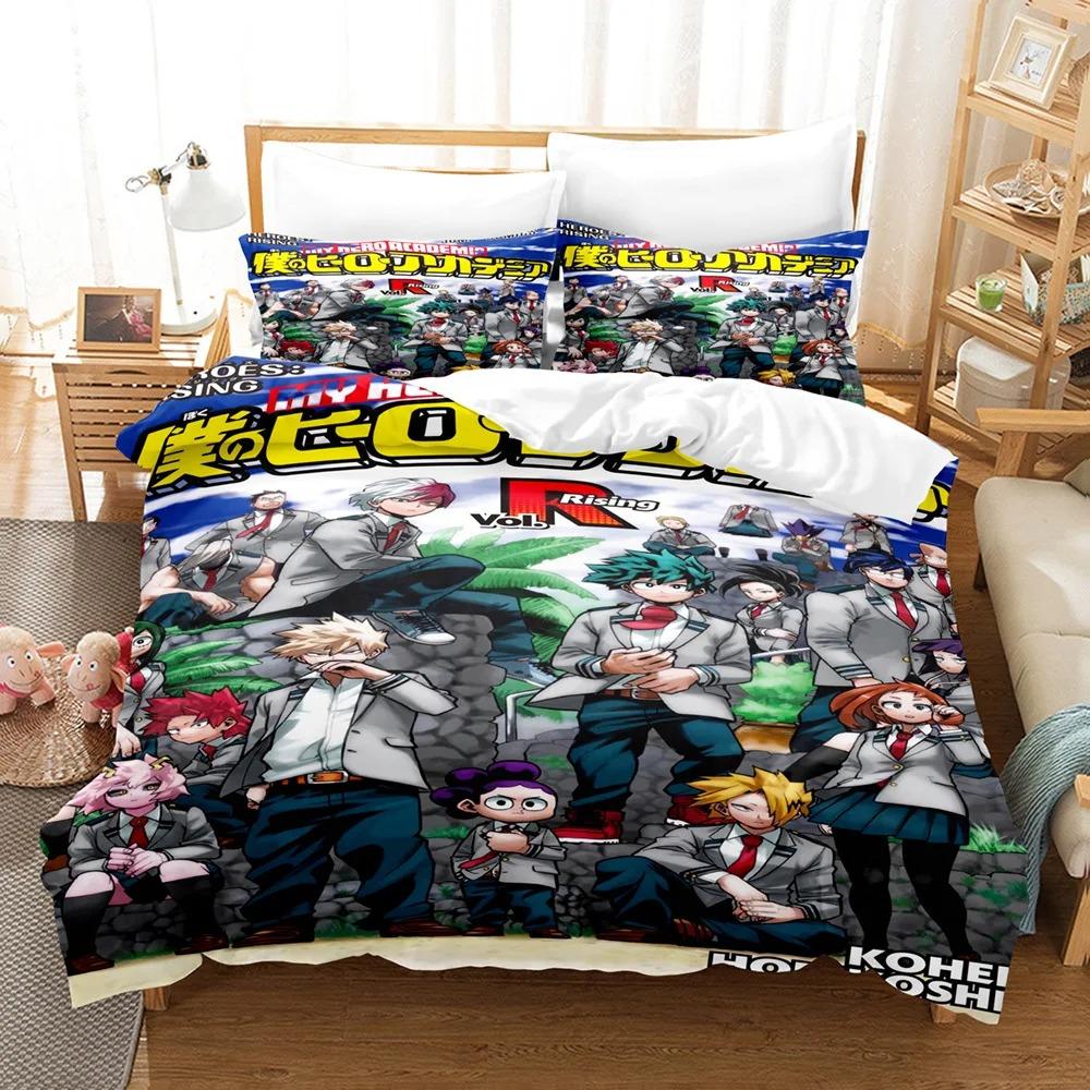 Комплект постельного белья My Hero Academia с рисунком японского аниме, удобный пододеяльник, односпальный, двуспальный, двуспальный, односпальный, полноразмерный пододеяльник, подростковое постельное белье