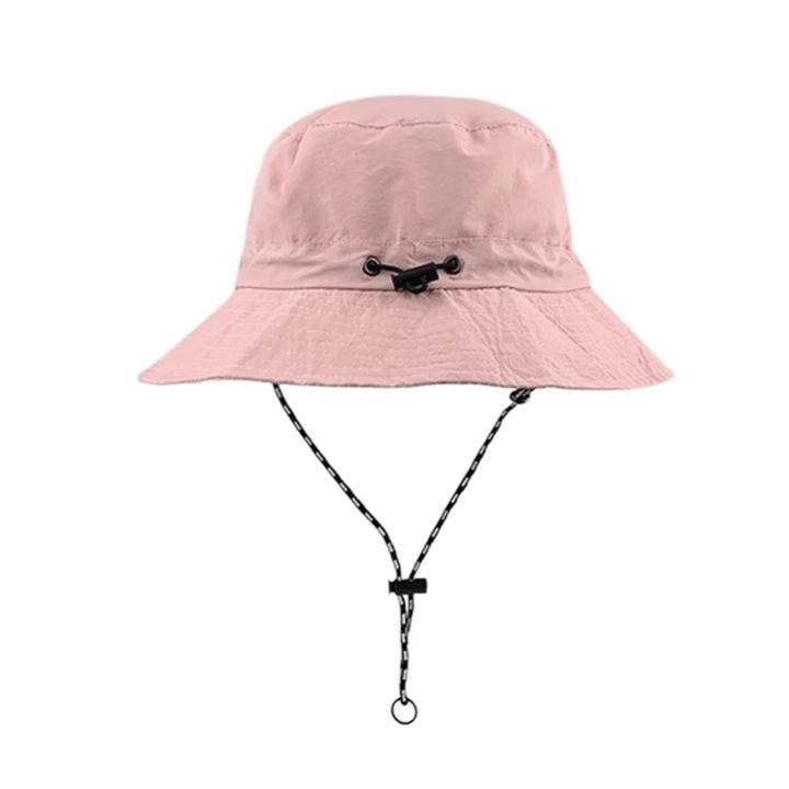 Summer Sun Protection Waterproof Quick Dry Foldable Unisex Bucket Hat Windproof Rope Fisherman Hat for Women Men