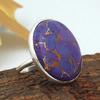 Purple Copper Turquoise Round Gemstone Ring, Big Huge Ring, Handmade Ring, 925 Sterling Silver, Bezel Ring, Statement Ring