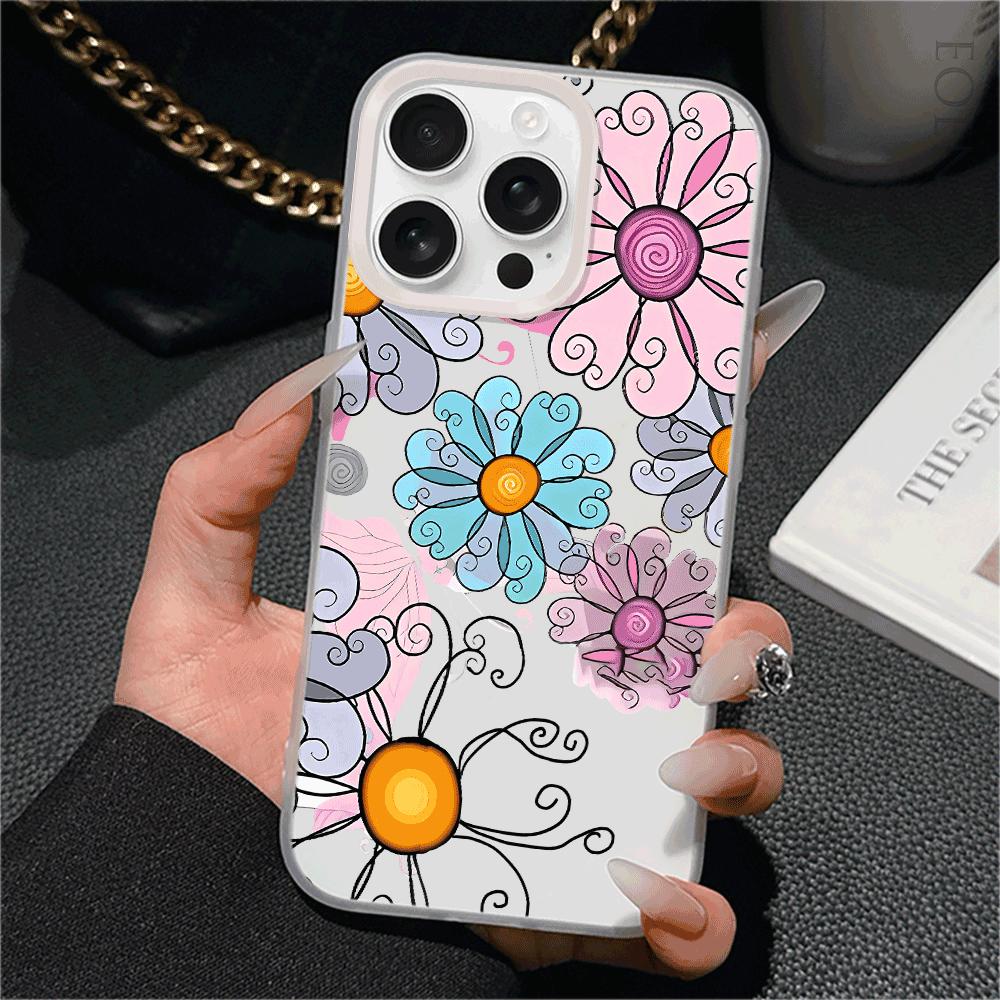 Экзотический Цветочный Чехол для Телефона для iPhone 16 15 14 13 12 11 Pro Max Plus XR XS X TPU Модный Стиль Тонкий Защитный Ударопрочный Чехол