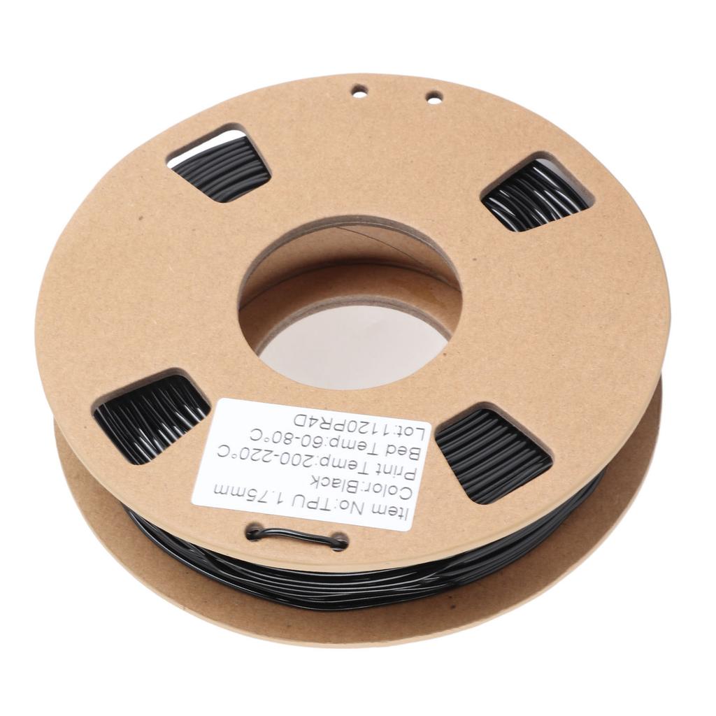 1,75 мм TPU Филамент Гибкий 0,03 мм Точность размера Высокая эластичность 250 г Катушка 95A Филамент для 3D-принтера Черный