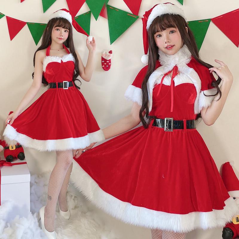 Japanese Santa Claus Red Sexy Tube Top Dress Stage Christmas Clothing Women's Christmas Clothing Foreign Trade