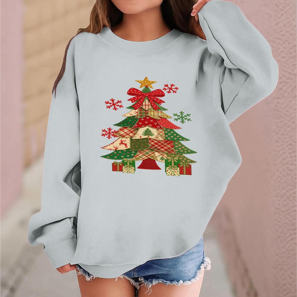 Детский модный повседневный пуловер с длинными рукавами и свободного кроя с рождественским принтом