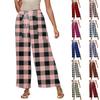 Женские летние эластичные завязки на талии, клетчатые, с принтом из хлопка и льна, свободные брюки Nine Minute