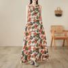 Sleeveless Cotton Vintage Floral New Dresses for Women Casual Loose Long Summer