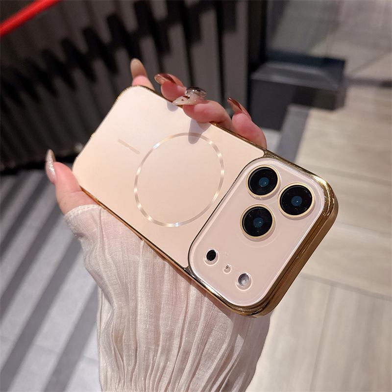 Совместим с iPhone 17 Pro Max, гальванизированное AG-матовое тонкое кольцо, магнитное крепление, противоударный чехол для телефона Apple 13/16 Pro.