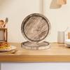 10Pcs Round Wood Grain Paper Tray Food Grade Paper Dinner Plates Decorative Picnic Party Tableware Decoration