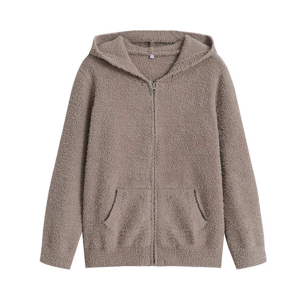 Японский стиль Muji: Теплый пушистый домашний костюм: Женская пижама с капюшоном и мужская пижама-кардиган с теплыми пижамными штанами.
