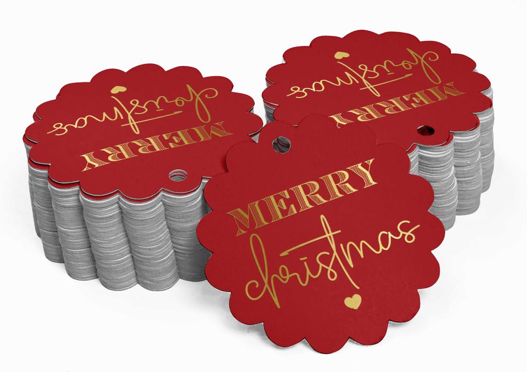 Inkdotpot Real Gold Foil Merry Christmas Tags Favor Hang Paper Tags 100