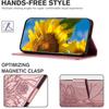 Embossed Sunflower PU Leather Card Holder Flip Cover for Samsung Xiaomi Redmi Huawei Honor Magnetic Hand-strap Wallet Case with Kickstand