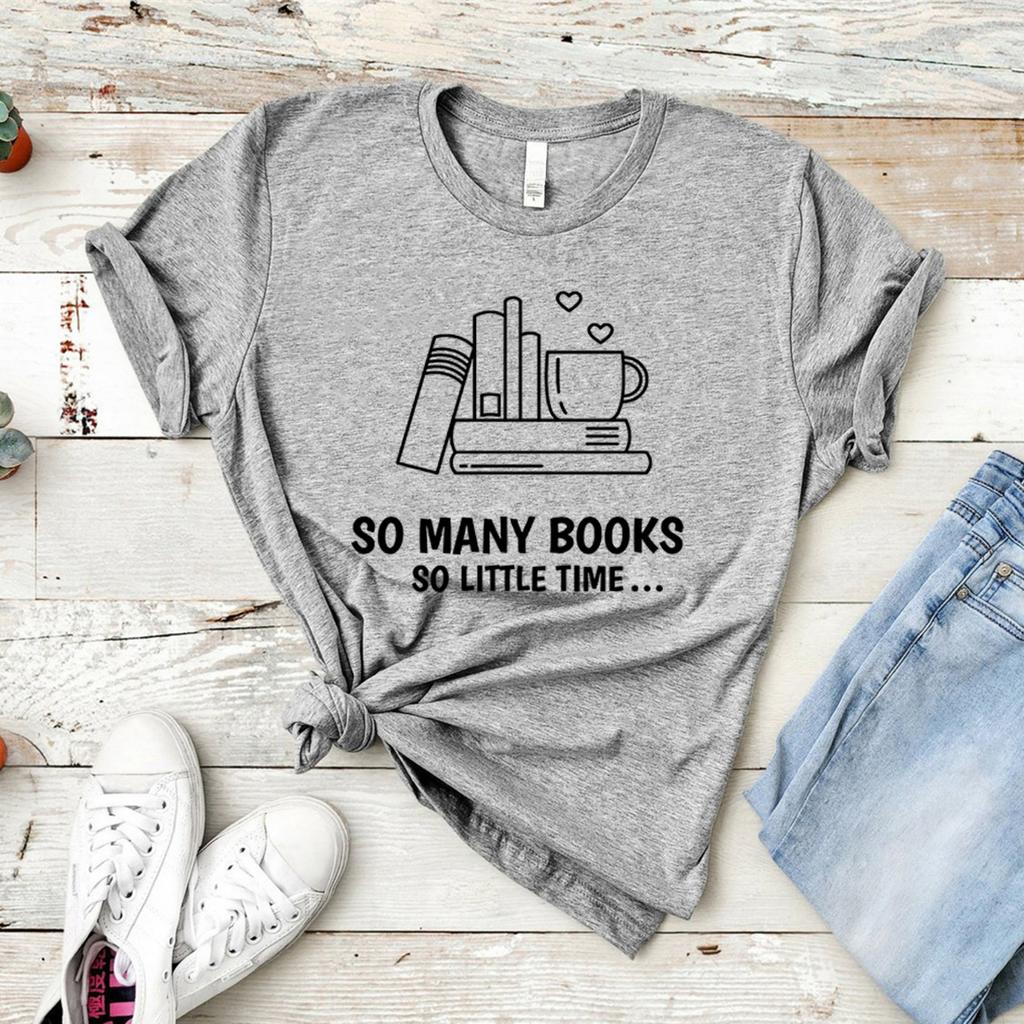 Many Books T-Shirt Book Lover T Shirt Librarian Shirt Reading Tshirt Bookworm Tee Women Graphic Casual Tshirt Summer Tops