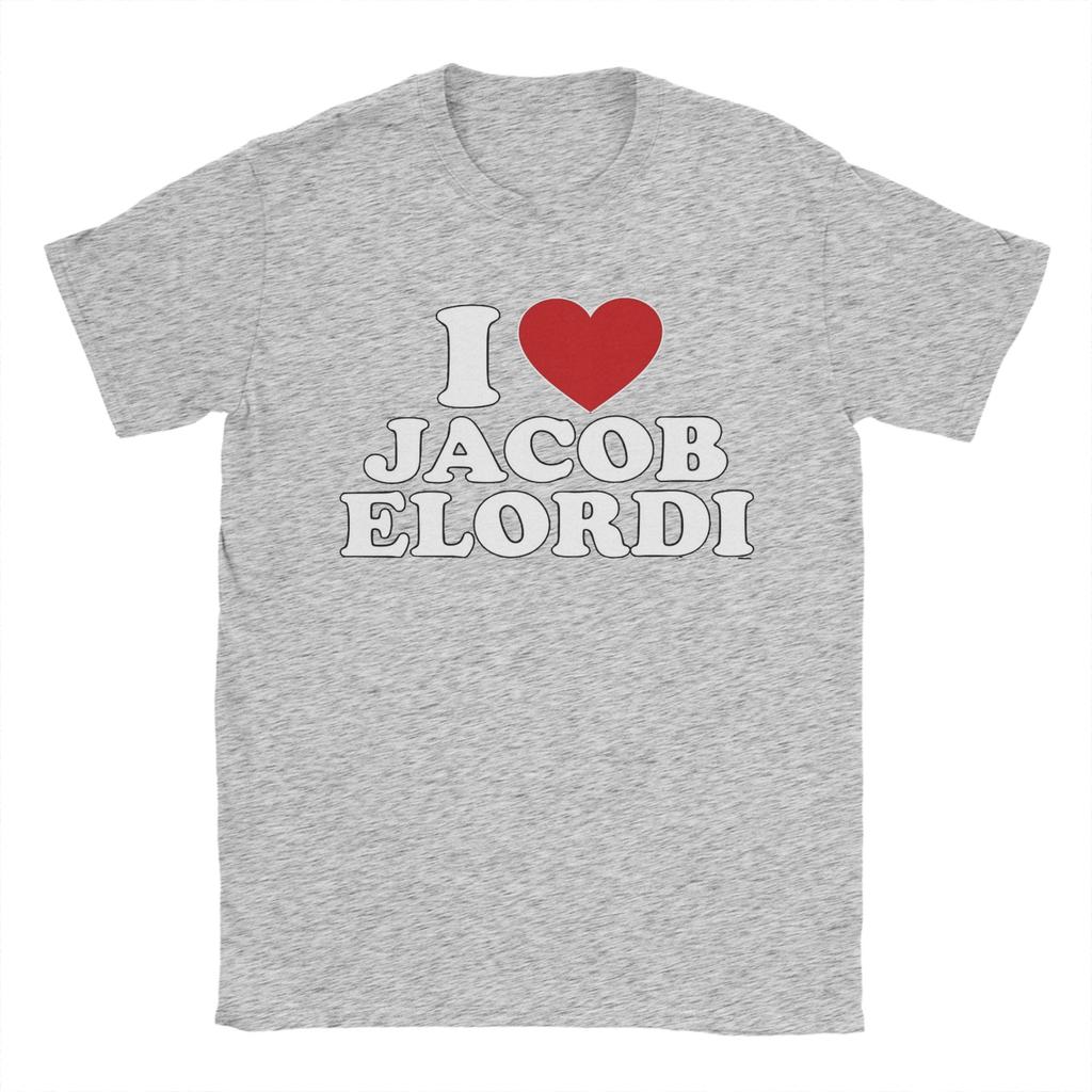 I Love Jacob Elordi Unisex s T Shirt Vintage Tees Short Sleeve Round Neck TShirt Cotton Printing Clothing