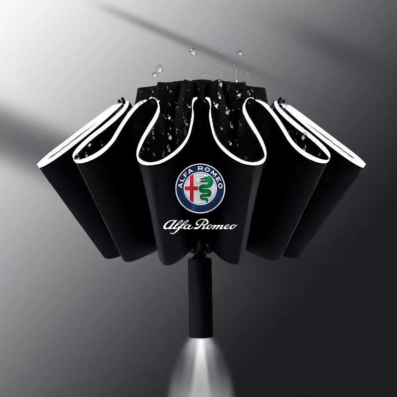 For Alfa Romeo Car Automatic Umbrella with LED Flashlight Reflective Stripe For Alfa Romeo giulietta 159 mito giulia stelvio 147DL8