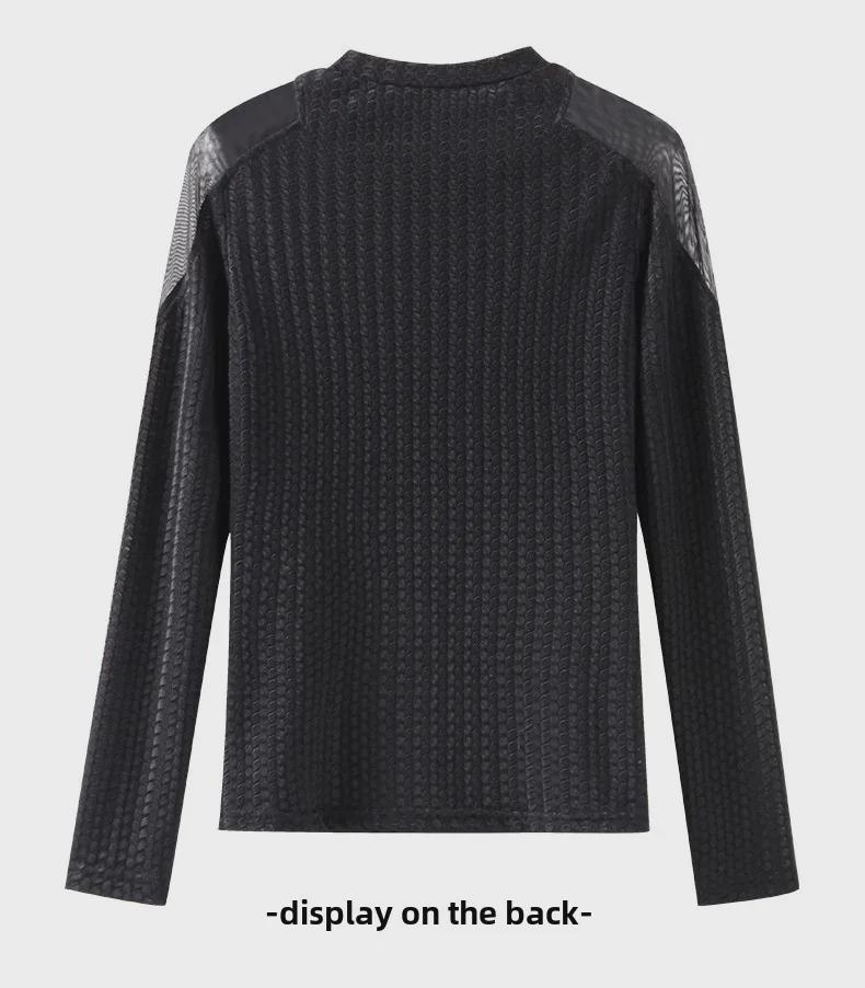 Aiyimaiyi Женский сетчатый трикотажный топ с длинными рукавами и круглым вырезом - Осень/Зима 2023