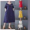 2025 Retro Women's Jacquard Pocket Dress - Slimming Cotton Linen