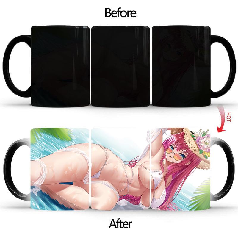 Sexy Funny Mugs Heat Sensitive Magic Mug BSKT-007 Personalized Gifts Funny Coffee Cups Anime Cup Color Change Mugs Drinkware Bar